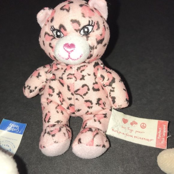 Lot Of 4 BABW Build A Bear Mini Tiny Toy Plush Teddy, Leopard, Teddy And Monkey - Picture 3 of 10